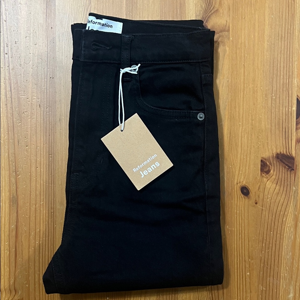 Reformation Liza Ultra High Rise Straight Jeans in Black Size 24